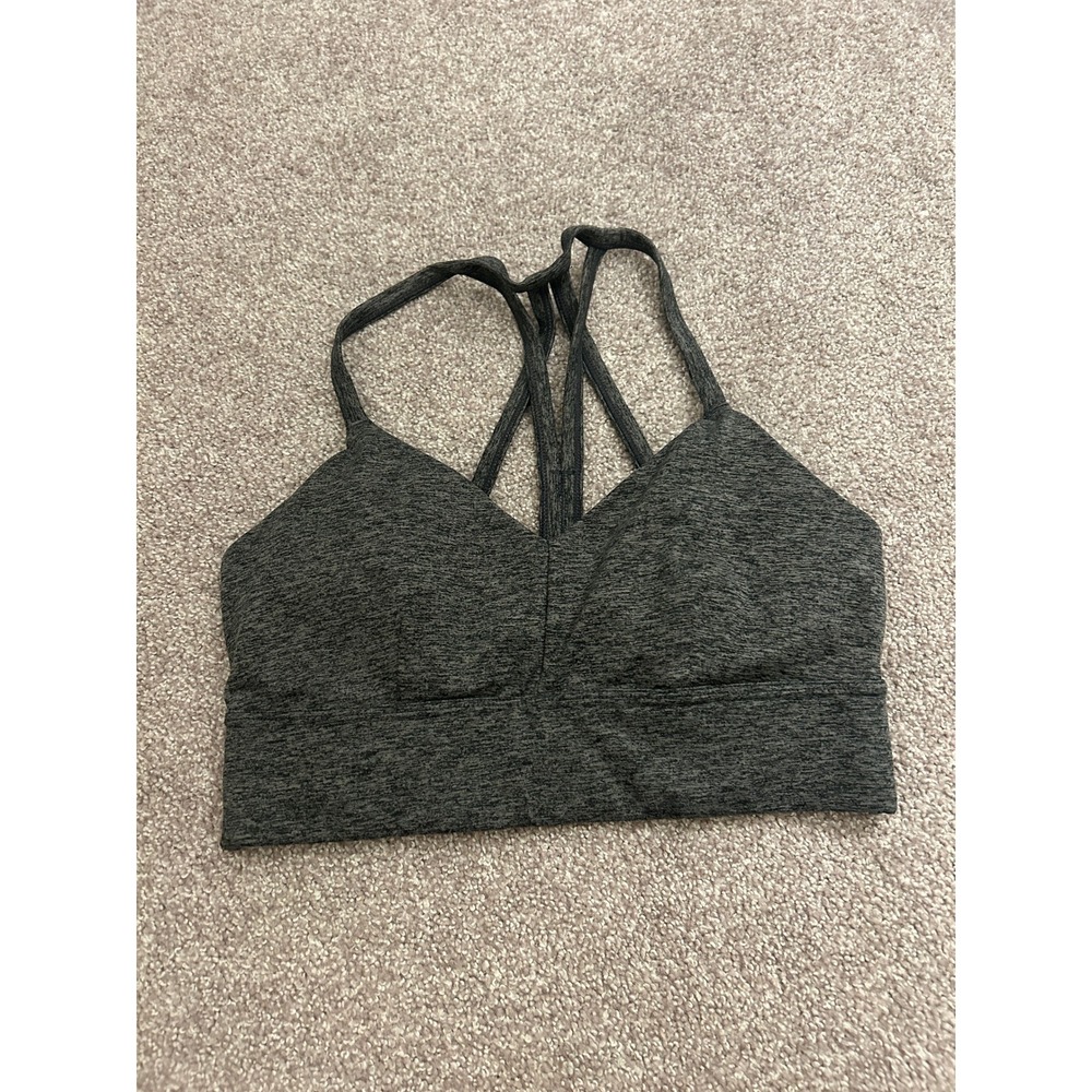 JoyLab Sports Bra Womens Medium Gray Excellent Strappy Back Heathered Workout